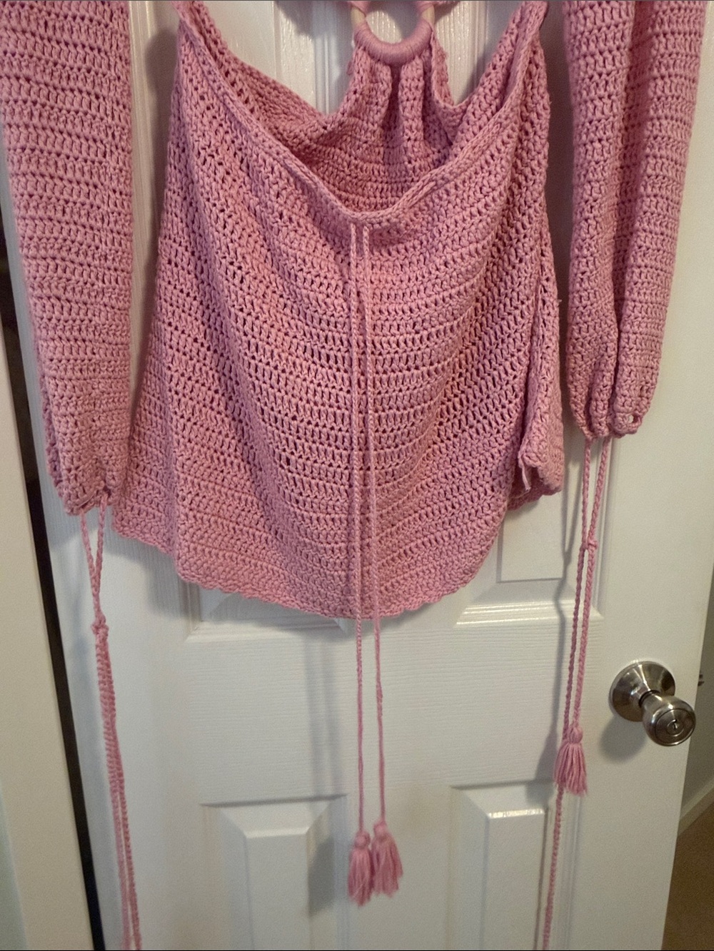 Pink Crochet Open-Back Mini Dress - Picture 7 of 7